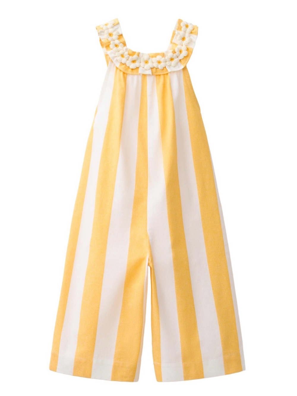 Girls Zara Daisy Yellow & White Striped Wide-Leg Jumpsuit Size 5 Years